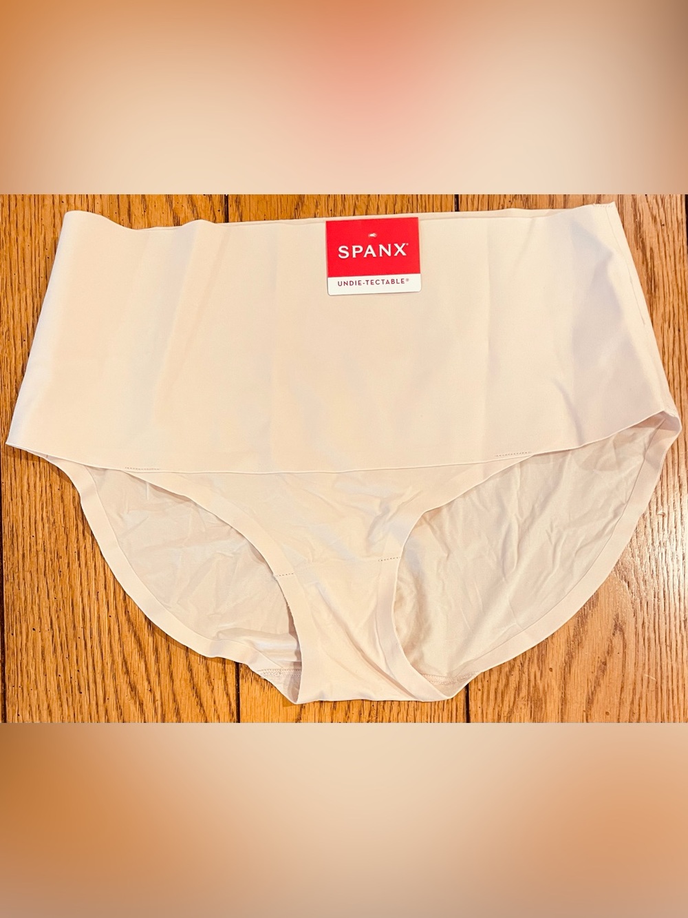NWT SPANX Undie-Tectable brief, size large, soft nude color, no panty lines
